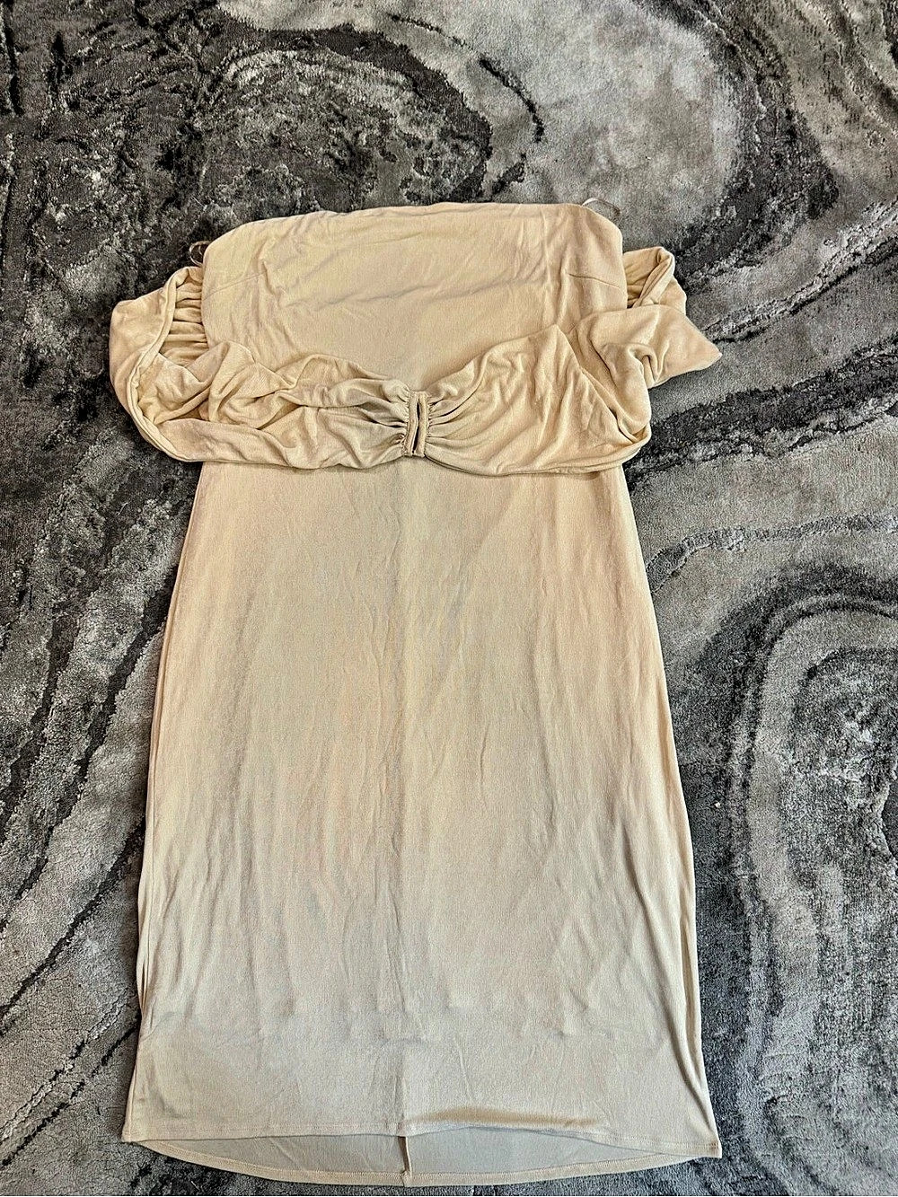 Fashion Nova Ruched Mini Dress in Beige Size 3X NWT